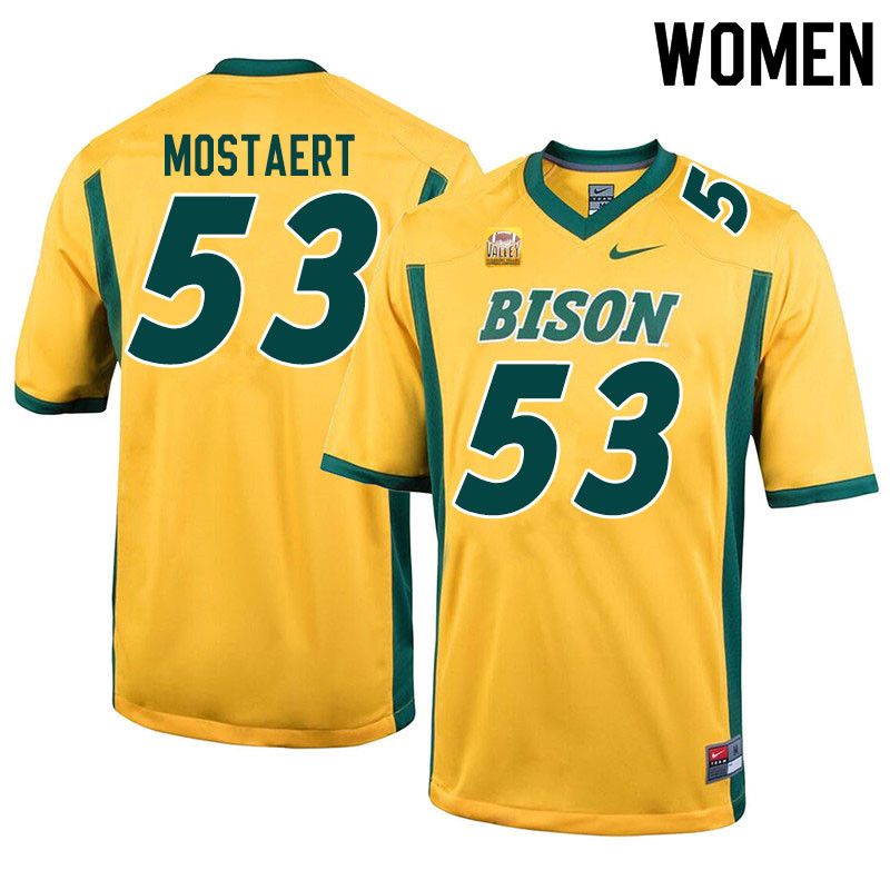 Women #53 Eli Mostaert North Dakota State Bison College Football Jerseys Sale-Yellow